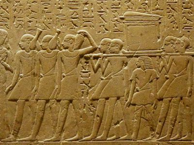 Scena pogrzebowa, relief, Egipt, ok. XVIII w. p.n.e., domena publiczna